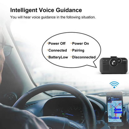 Handsfree Bluetooth Car Kit for Cell Phone, Wireless Bluetooth Speaker for Car, AUTO Power ON Support Siri Google Voice Assistant Hands Free Phone Speakerphone with Visor Clip