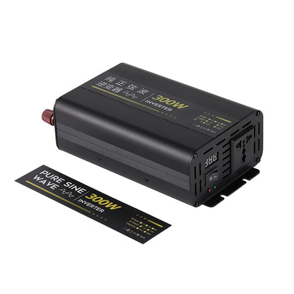 300W Pure Sine Wave Power Inverter 12V 24V to 220V AC Aluminum Alloy Case with Cooling Fan Remote Control High Efficiency 90% for Car RV Solar Overload Short Circuit Protection