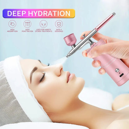 900mAh High-Pressure Spray Gun Sprayer Kit 0.3mm Mini Air Compressor Air Brush Kit Painting Airbrush Gun For Nail Art Tattoo Craft Cake Nano Fog Mist Sprayer