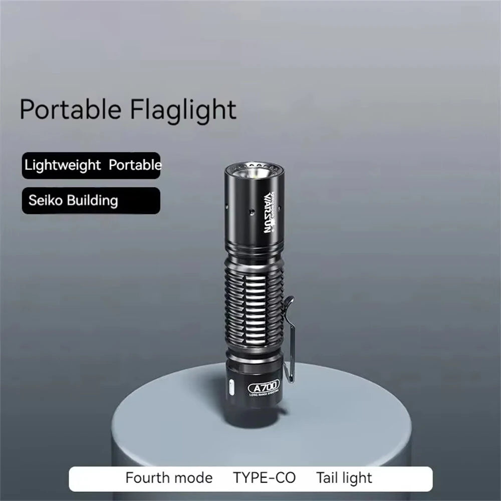 Warsun A700 500 Lumen 18650 Flashlight Emergency Torch Type C Rechargeable Small Portable Lantern Hand Lamp Long Shot Camping Light