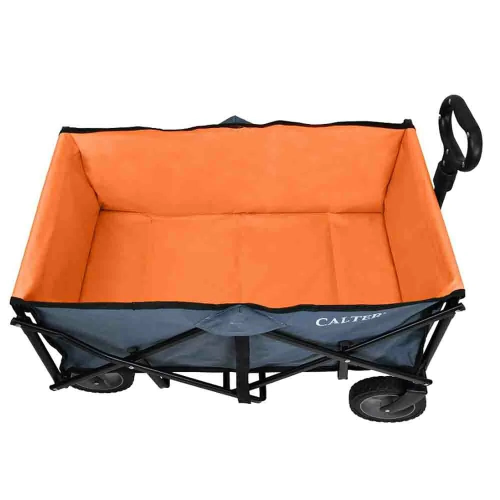 [EU Direct] Folding Camping Wagon Cart Beach Trolley Carts 600D Oxford Cloth Metal Steel Heavy Duty Folding Adjustable Handle Wagon Beach Cart for Outdoor, Camping, Beach, Garden, Shopping-CALTER C-VOZIK-02