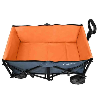 [EU Direct] Folding Camping Wagon Cart Beach Trolley Carts 600D Oxford Cloth Metal Steel Heavy Duty Folding Adjustable Handle Wagon Beach Cart for Outdoor, Camping, Beach, Garden, Shopping-CALTER C-VOZIK-02