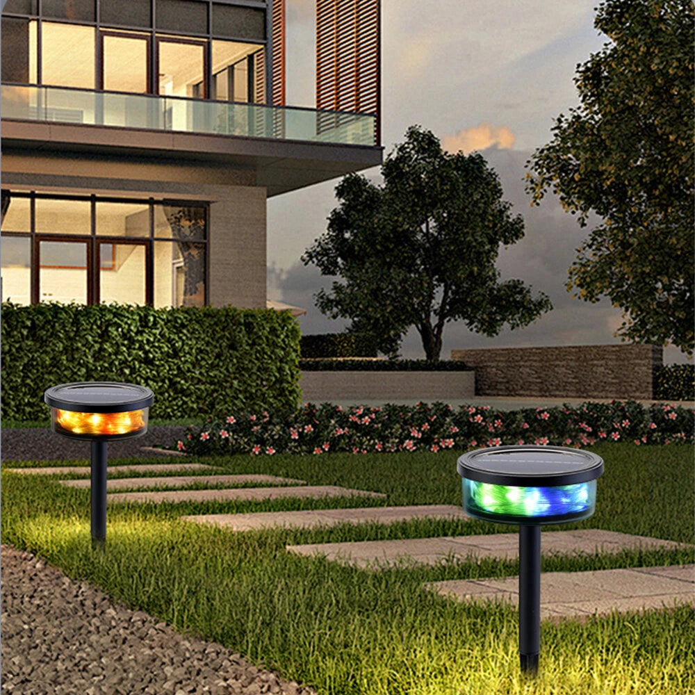 Elfeland LED Solar Lawn Lights with Built-in 8m LED Light String Waterproof Outdoor Pathway Patio Backyard Villa Garden Decoration Light