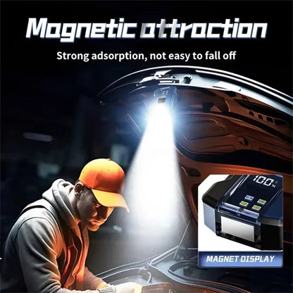 Bikight COB+SMD LED Super Bright Flashlight USB Charging Portable Camping Lantern Power Display Mini Emergency Lantern for Night Running