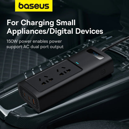 Baseus 150W Car Inverter USB Type C 30W DC12V to AC 220V 110V Auto Power Inversor Fast Charger For Car Power Adapter