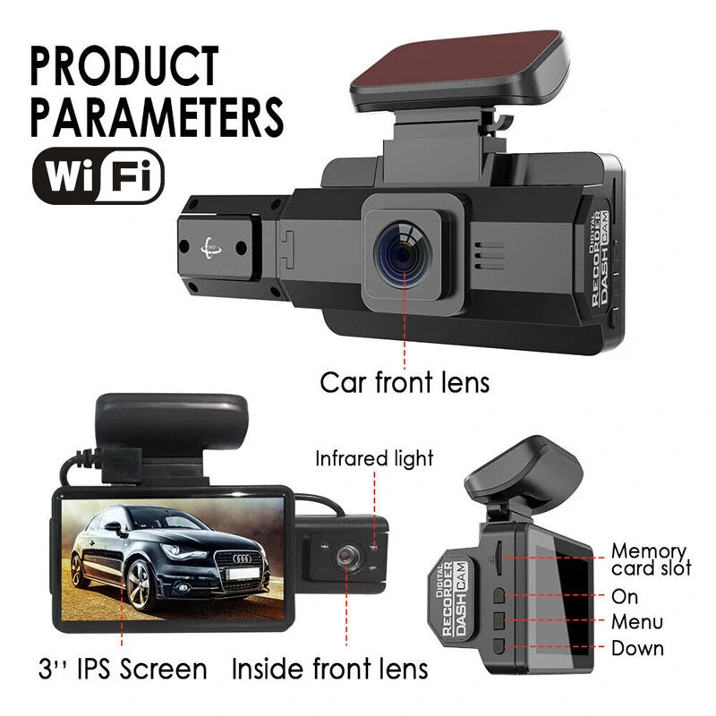 A88 3inch 130W Car Dash Cam 1080P HD Camera Motion Detection Parking Monitoring Car DVR