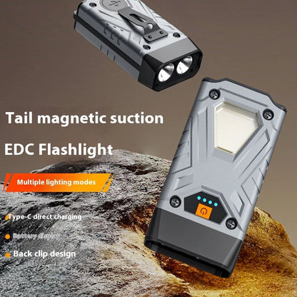 Bikight SD12 Dual Light LED Keychain Flashlight With COB Sidelight Multifunctional Clip Headlamp Magnetic Maintenance Light Outdoor Camping Tent Light USB Rechargeable LED Work Lamp