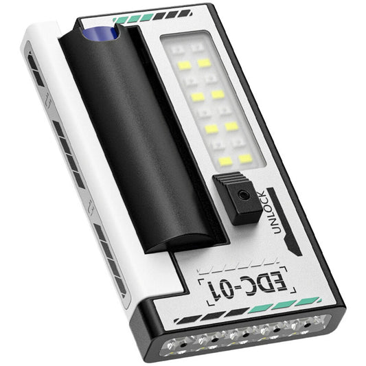 5-LED Magnetic Portable Flashlight With 21700 Battery USB Rechargeable with Digital Display, Red & Blue Warning Lights, Outdoor EDC Work Inspection Lamp