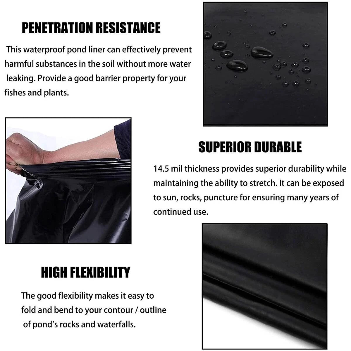 1.5X3M HDPE Pond Liner Heavy Duty Landscaping Garden Pool Cover Waterfall Liner Cloth