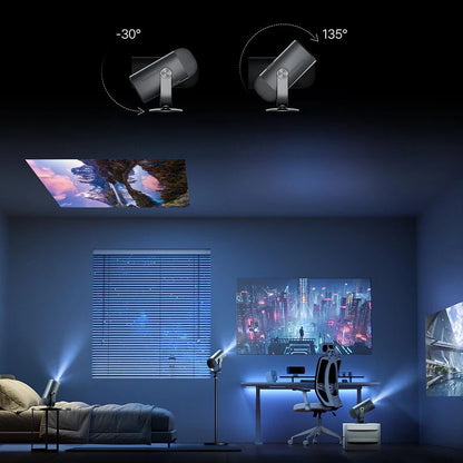 [EU Direct] Dangbei Freedo 1080P LED Portable Projector with Stand Netflix Officially Licensed 450 ISO Lumens Dolby Audio Home TV Theater Support Wi-Fi and bluetooth Auto Focus & Keystone Eye Protection Smart Home Cinema Projector