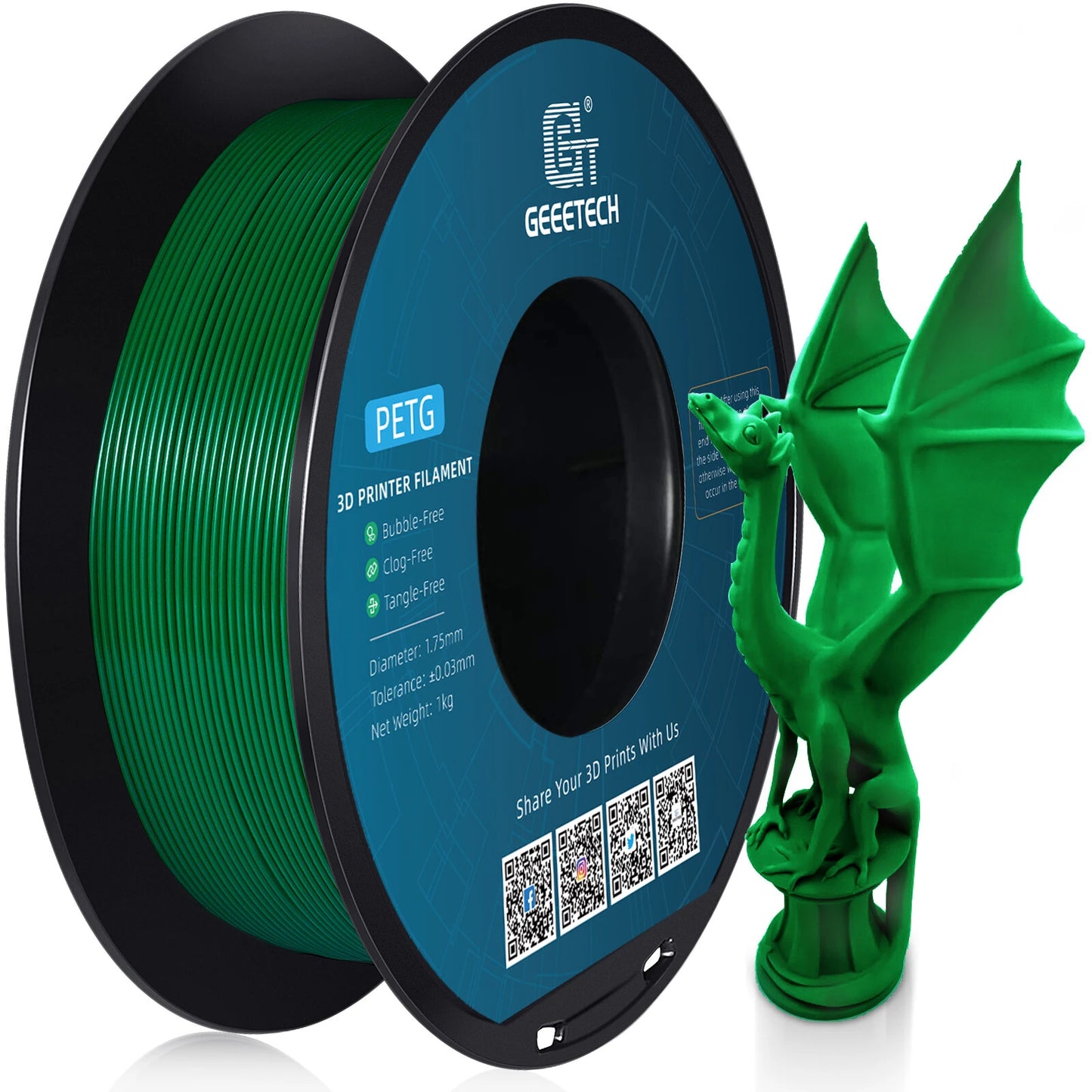 [EU/UK Direct]Geeetech PETG 3D Printer Filament 1.75mm 1kg/roll High Accuracy Clog-Free Bubble-Free Vacuum Sealed Compatible with FDM Printers