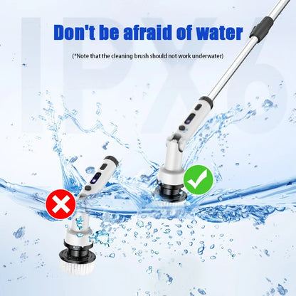 Foldable Rotating Cordless Long Handle Electric Cleaning Brush with 9 Heads Long Handle Electric Cleaning Brush Household Handheld Multifunctional Foldable Rotating No Dead Angle Cleaning Kitchen Bathroom