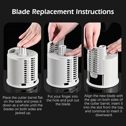 1 Set 3-in-1 Rotating Vegetable Cutter with Crank Handle Manual Garlic Shredder Multifunction Vegetable Slicer Kitchen Accessories Vegetable Grater Chopper Round Cutter