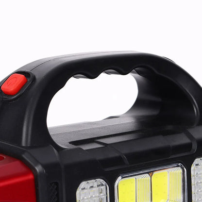 Portable Solar LED Flashlight With COB Work Lights USB Rechargeable Handheld Camping Light 4 Lighting Modes Outdoor Powerful Solar Torch Light