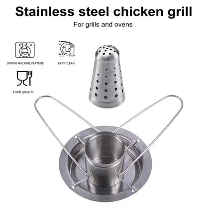 Stainless Steel Removable Chicken Roasting Rack Plate Grilled Chicken Rack Camping Outdoor Barbecue Tray Grilled Chicken Home Kitchen Fork Chicken Rack