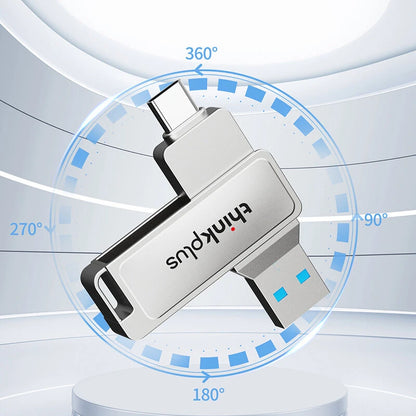 Lenovo Thinkplus MU233 Type-C & USB Flash Drive 160MB/s USB3.2 High Speed Rotary Pendrive 512G 256G 128G 64G 32G Portable Memory U Disk for PC Computer Laptop