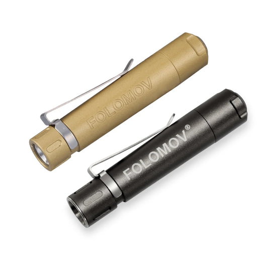 Folomov EDC C1 400lm High CRI 98 EDC Clip Flashlight 10440 Mini Size Compact Portable LED Torch Brass & Aluminum Outdoor EDC Survival Tool