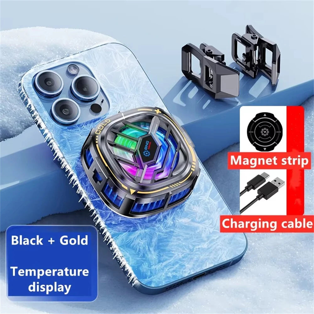 2-in-1 Magnetic Mobile Radiator Cooling Fan for iPhone Tablet Galaxy Huawei Mobile Phone Tablet Computer General Game Cooling
