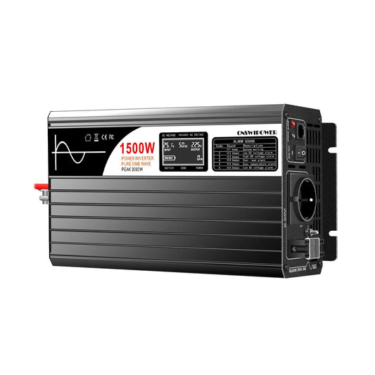 Pure Sine Wave Power Inverter SP12/230-1500L 1500W Continuous 3000W Peak 12V DC to 230V AC 50Hz High Efficiency LED Safety Protection