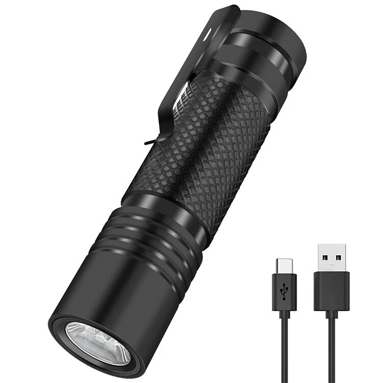 V8 800LM Strong Light EDC Portable LED Flashlight USB Rechargeable Built-in 18650 Battery Mini Torch Outdoor Emergency Light