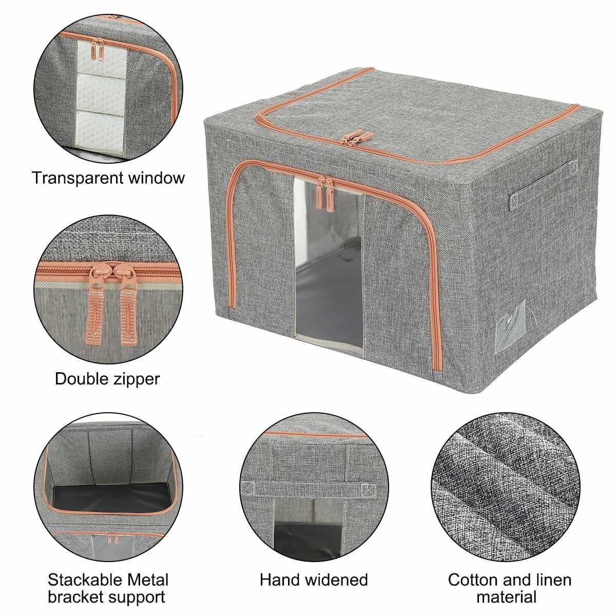 HONEIER 66L Storage Bags Clothes Organizer Storage Containers with Durable Handles Thick Fabric for Clothing Blanket Comforters Bed Sheets Pillows