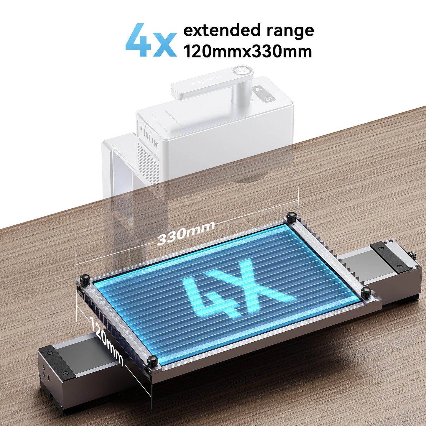 [EU/US Direct]LONGER Nano Slide Extension Rod Module Longer Engraving Platform 300mm Moving Distance 120x330mm Working Area Aluminum Alloy High Speed Type-C Connection Works with 300 Plus Materials Engraving Cutting Machine