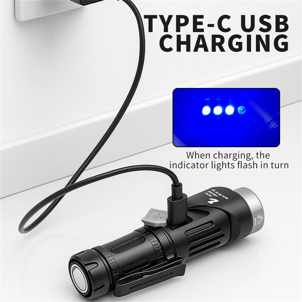 Multi Functional Strong Light Clip-on Headlight Magnetic Rotating L-shape Flashlight Work Light Magnetic Tail Outdoor Portable Torch 90-Degree Adjustable Corner Work Light For Hiking