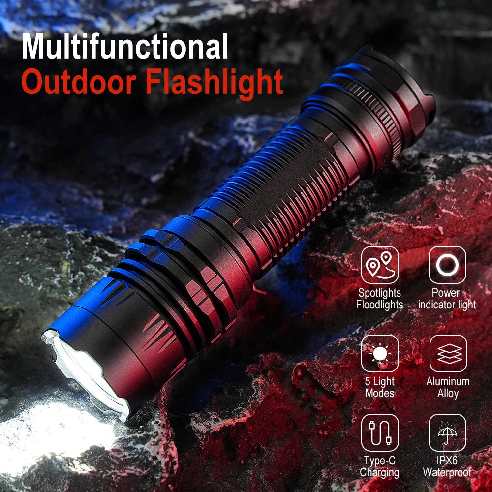 SEEKNITE ST13 1800 Lumens Compact EDC LED Flashlight USB Rechargeable Tactical Mini Torch, 5 Modes Super Bright IPX6 Waterproof for Camping Outdoor Emergency