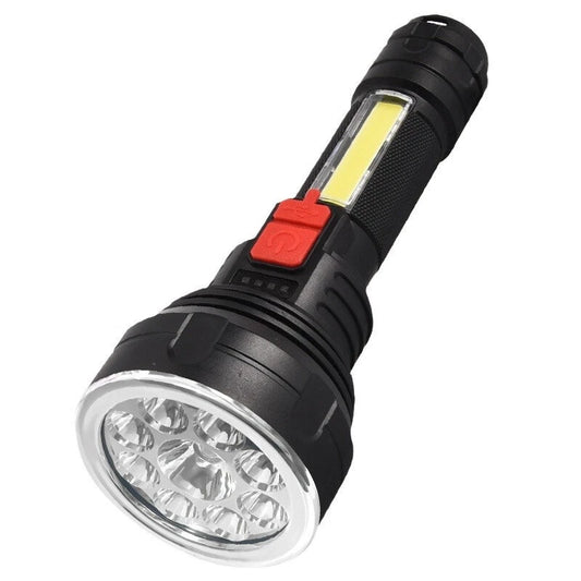 Portable 9LED+COB 800LM Dual Light Source Flashlight Built-in 1200mAh Battery USB Rechargeable For Household Hiking Emergency Torch