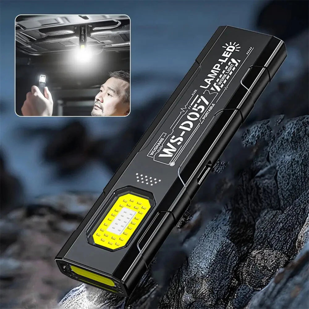 LED Keychain Flashlight Multi-functional Portable USB Rechargeable Mini Torch Light With Magnet For Outdoor Hiking Camping