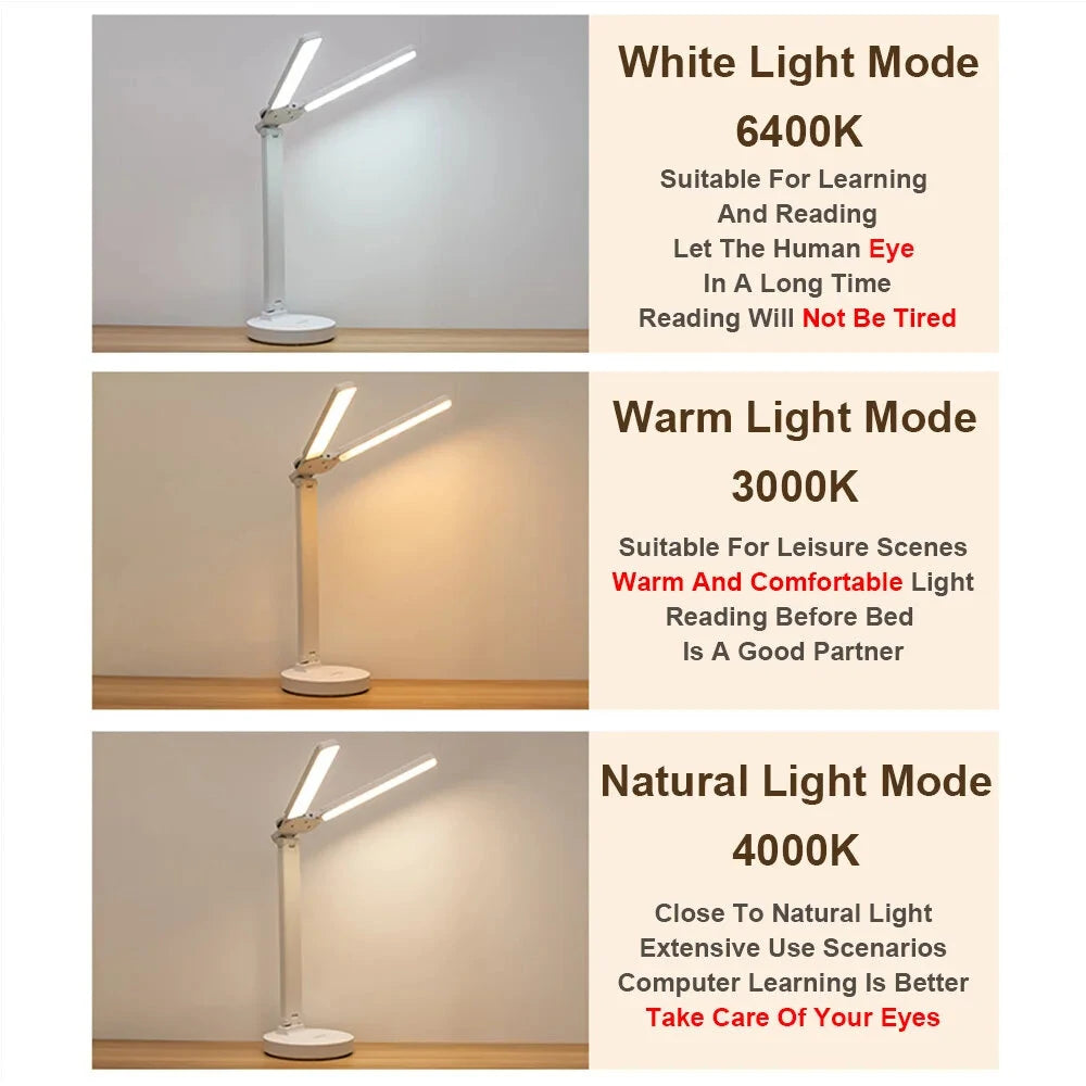 LED Desk Lamp Eye-friendly USB Rechargeable 4000mAh Table Lamp Student Dormitory Reading Lamp Bedroom Lamp