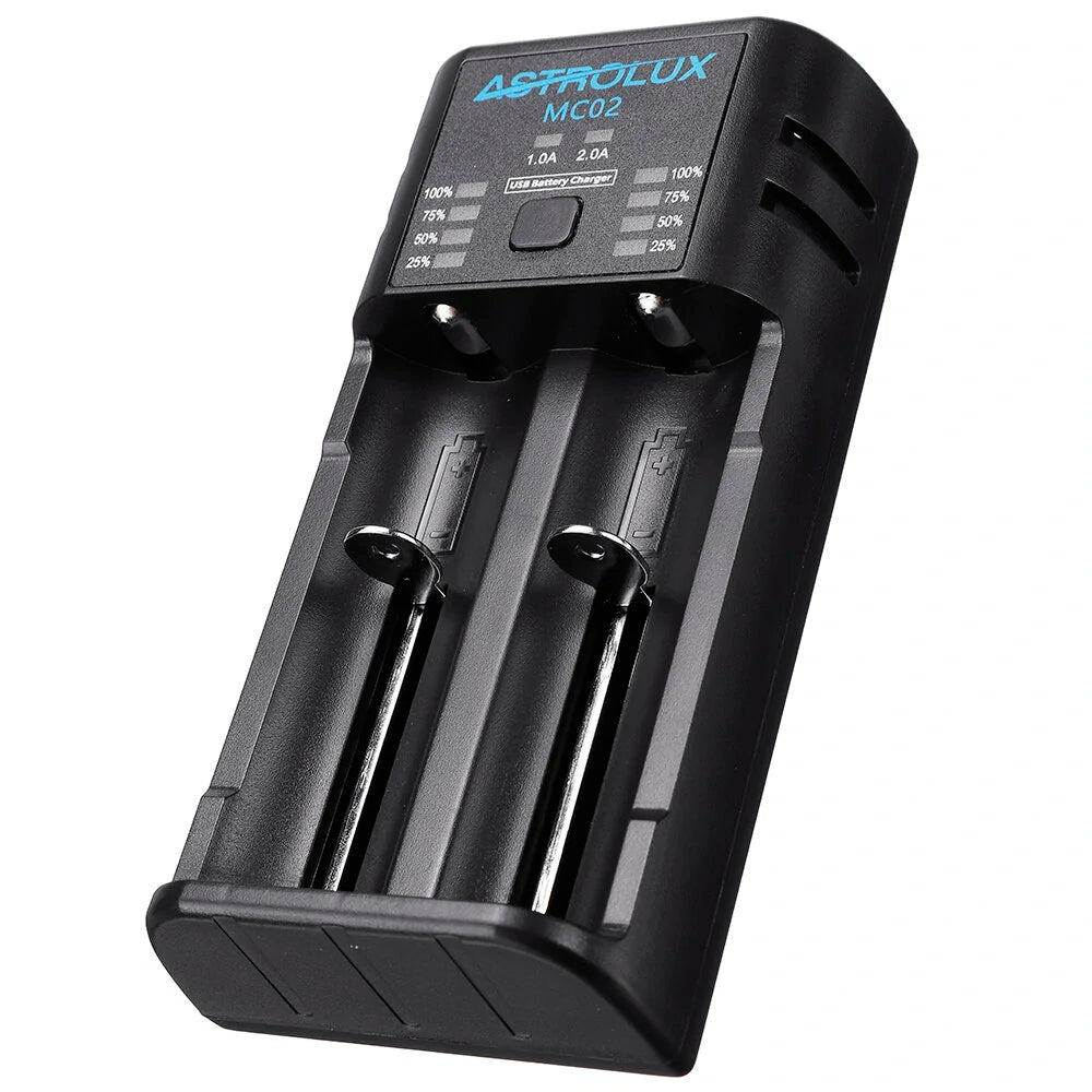 Astrolux MC02 2 in1 USB Charging Mini Battery Charger Portable Mobile Phone Power Bank Current Optional Charger For 18650 21700 26650 Li-ion Battery