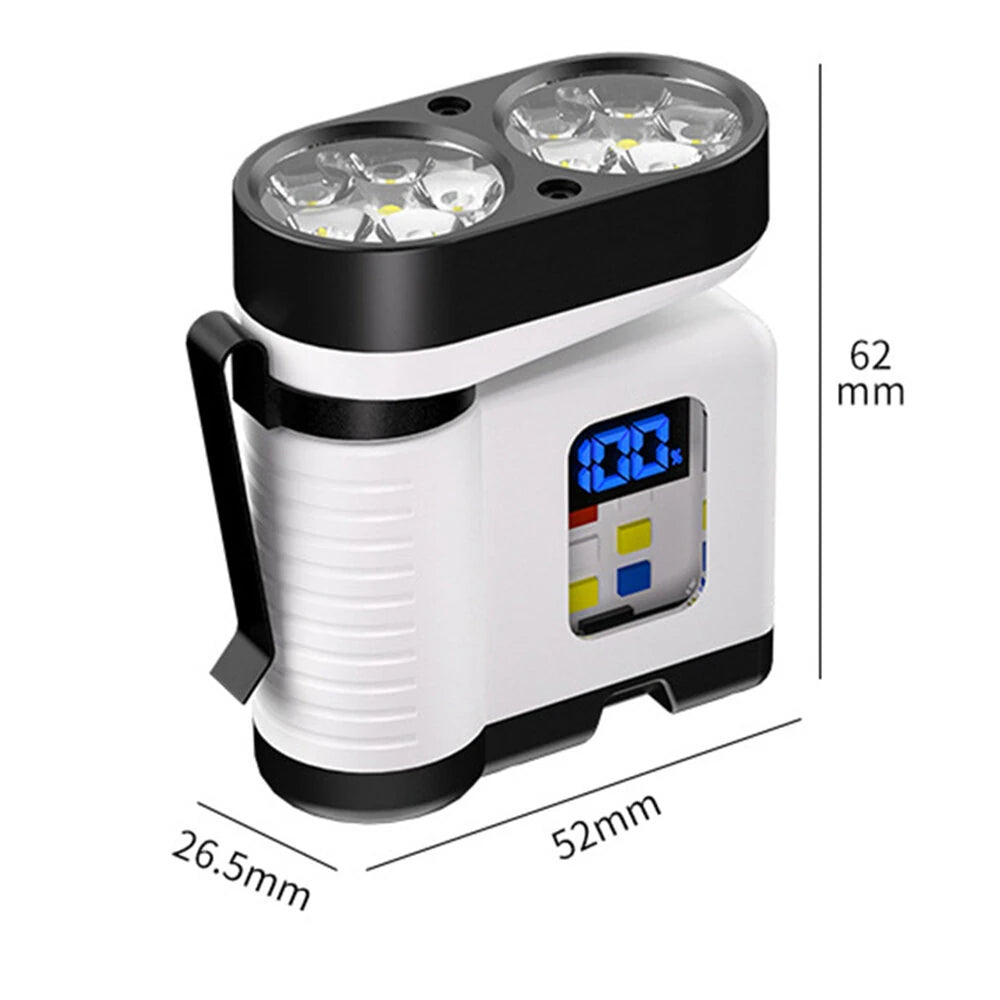 10*LED Strong Light Portable Keychain Flashlight Multi-Functional Magnetic Mini Clip Light USB Rechargeable Digital Display Waterproof Outdoor Red & Blue Warning Work Lamp Signal Camping EDC Tools