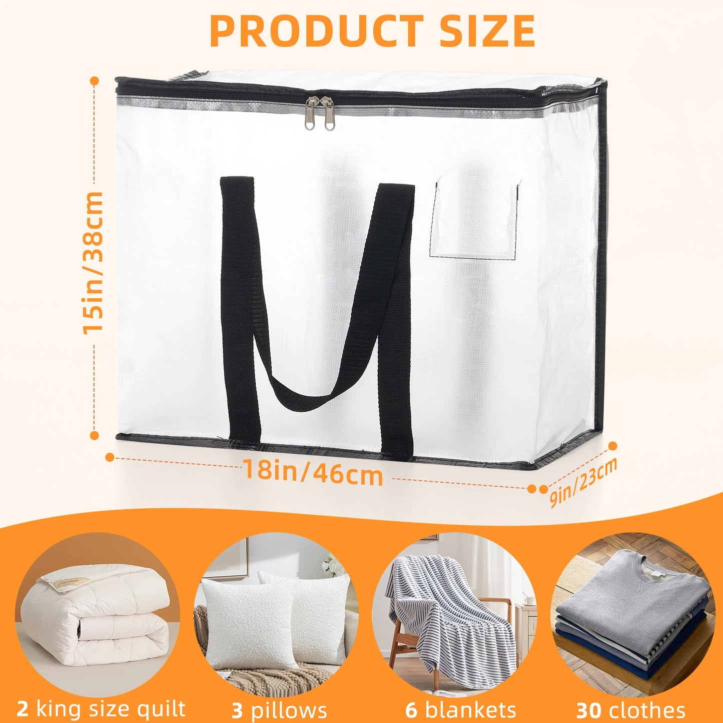 40L 4-Pack Storage Bag Organizer Set Space Saving Foldable Design Includes 38x24x8cm Packaging Lightweight
