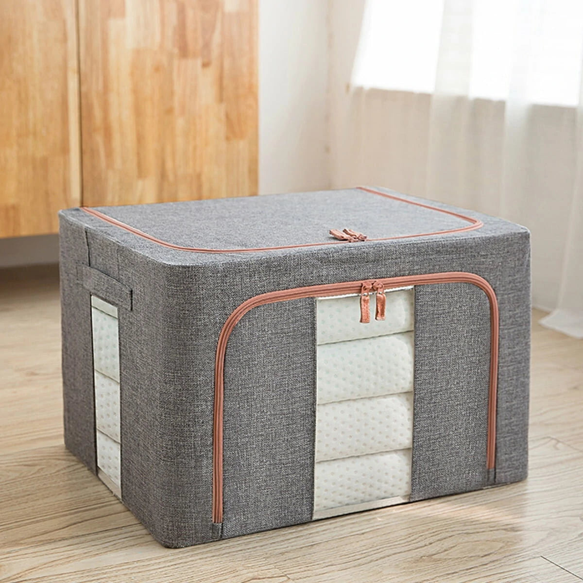 HONEIER 66L Storage Bags Clothes Organizer Storage Containers with Durable Handles Thick Fabric for Clothing Blanket Comforters Bed Sheets Pillows