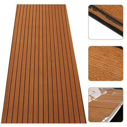 ELuto 240cm x 90cm x 5mm EVA Foam Teak Decking Sheet Boat Yacht Floor Mat Self-Adhesive Marine Flooring Faux Carpet Sticker Non-slip