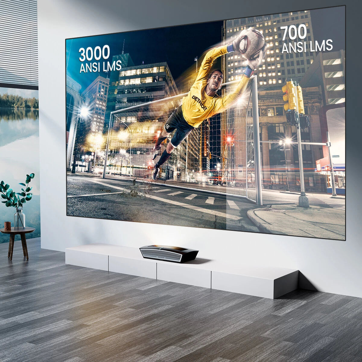 [EU Direct] Casiris H6 Ultra Short Throw Anti-light 4K Projector RGB Triple Laser UHD 3D Dolby ATMOS 3000 ANSI Lumens 150"Screen HDR10+ 30ms Game Mode 4+64GB Global Android WIFI6 Bluetooth 5.0 Home Cinema Theater