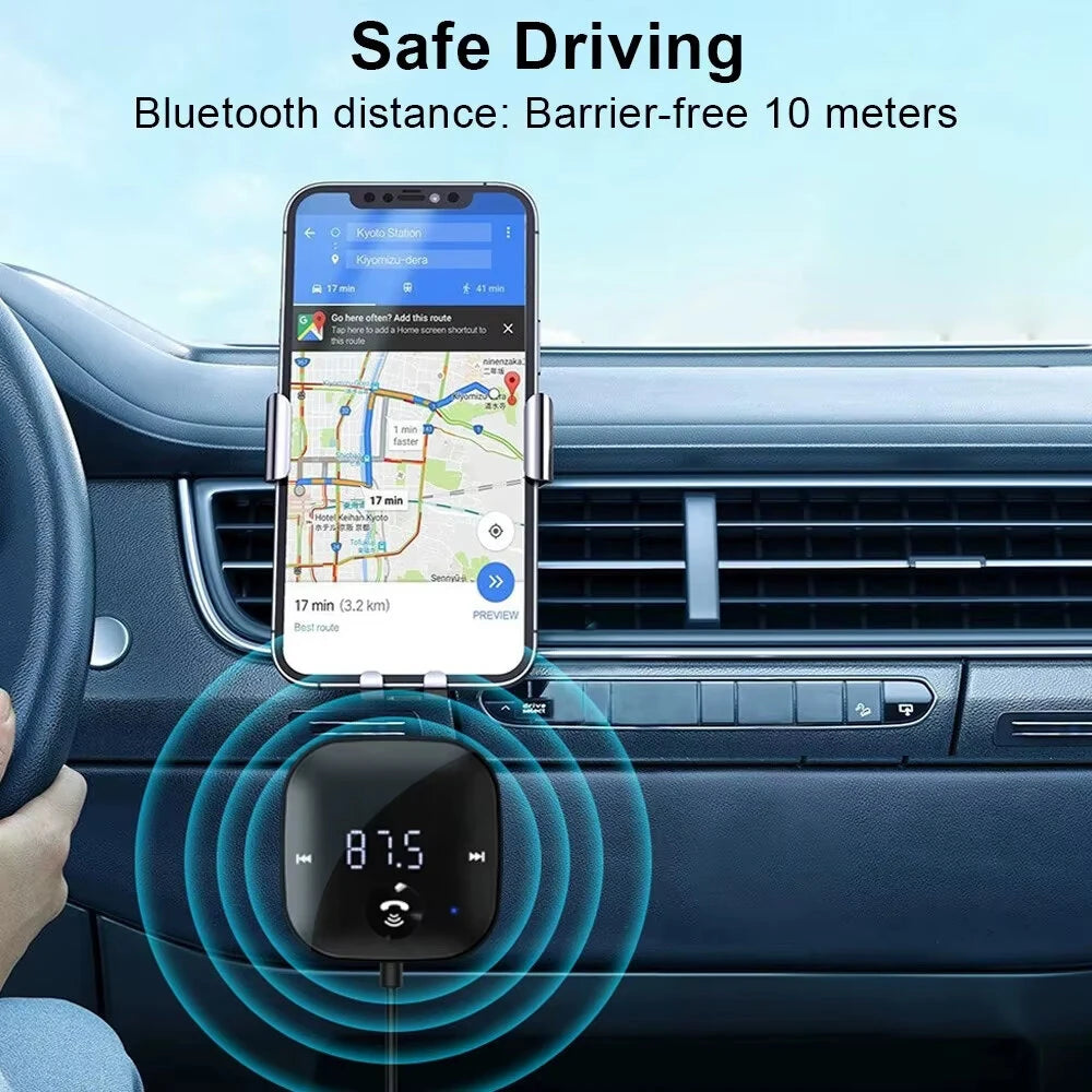 50Hz-20KHz Car Bluetooth Transmitter and Receiver Hands-Free Car FM Bluetooth Car Adapter Audio MP3 Player