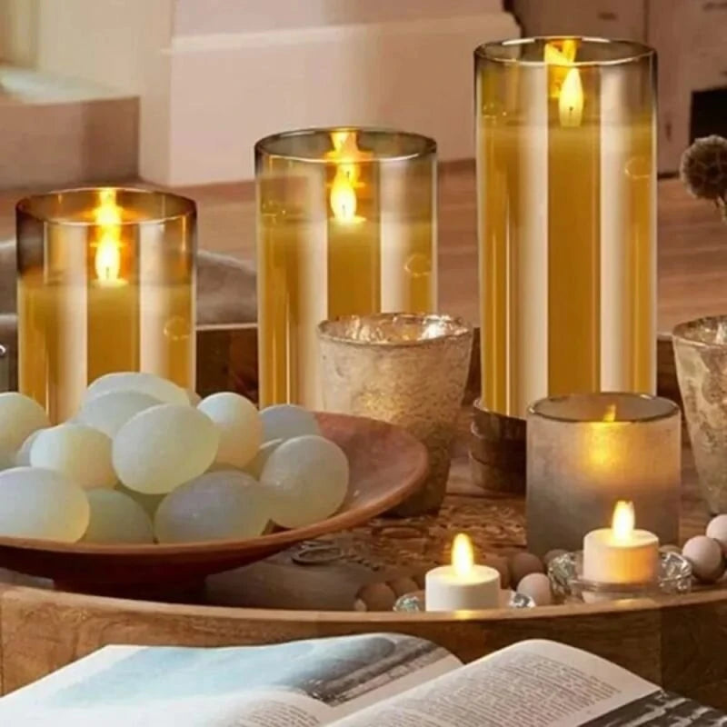 3Pack LED Battery Operated Decorative Light Remote Control Flameless Candles for Bedroom and Party