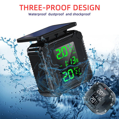 Motorcycle Solar Charge Tyre Temperature Alarm Sensor Tire Pressure Monitoring System Colorful Display Wireless TPMS