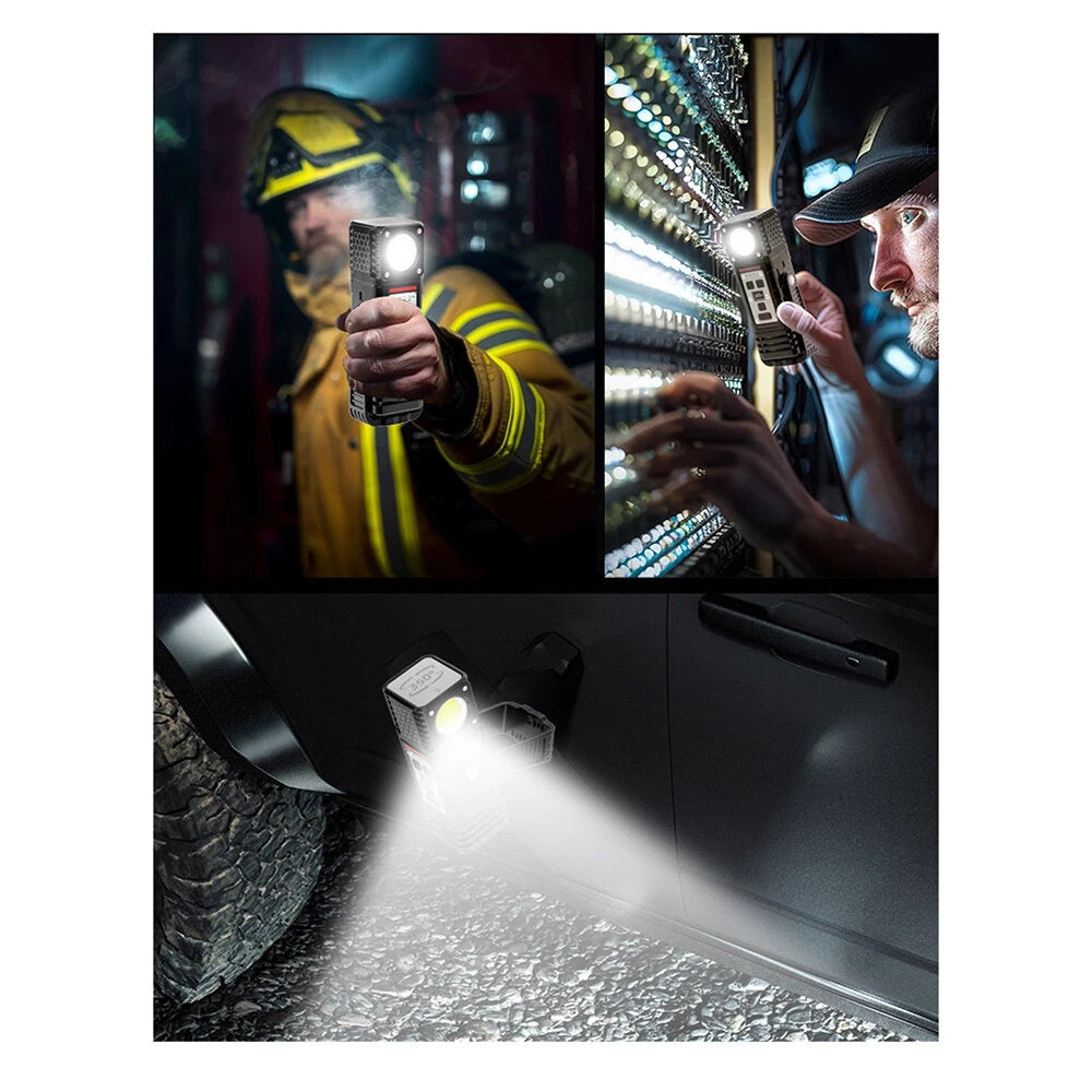 Bikight 3000LM 800M COB Flashlight Ajustable Angle USB Rechargeable Powerful Lamp with 8000mAh 21700 Battery Outdoors Portable Magnet Mini Work Light For Hiking Camping Working