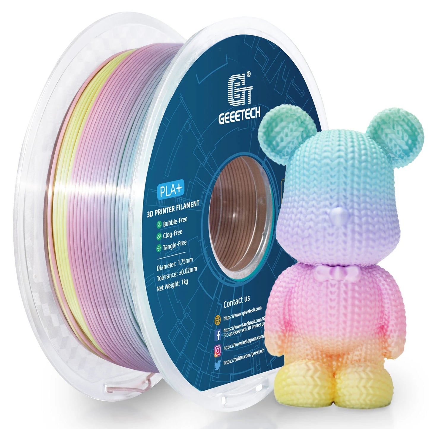 [EU/UK Direct]Geeetech PLA Silk Multi Colors 3D Printer Filament 1.75mm 1kg/roll Shiny Finish High Compatibility Anti-Warping Vacuum Sealed