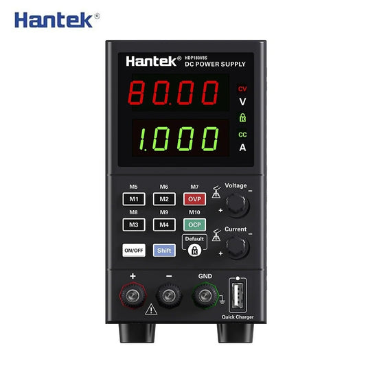 Hantek HDP180V8S DC Power Supply with Four-Digit Display USB Quick Charging Function AC 230/115V Switch 0-160V Output Voltage Overload and Overheat Protection Portable Design