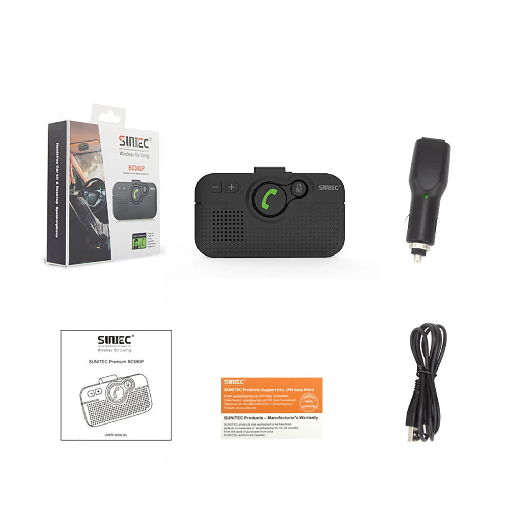 Handsfree Bluetooth Car Kit for Cell Phone, Wireless Bluetooth Speaker for Car, AUTO Power ON Support Siri Google Voice Assistant Hands Free Phone Speakerphone with Visor Clip