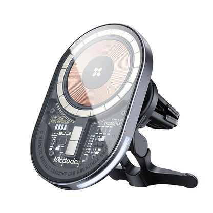 Mcdodo 15W Magnetic Wireless Charger Car Mount PD3.0 QC3.0 Fast Charging Transparent 360 Rotation Breathing Light
