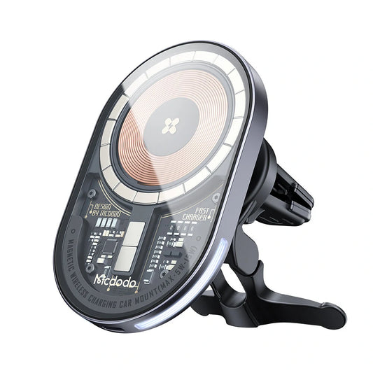 Mcdodo 15W Magnetic Wireless Charger Car Mount PD3.0 QC3.0 Fast Charging Transparent 360 Rotation Breathing Light