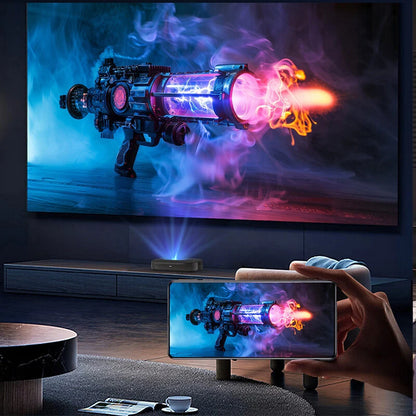 [Netfilx & Google TV Certified] ProjeStar H2 Triple Laser Mini UST Projector 1000 ANSI Lumens 1080P 8K Support Dual Band WiFi bluetooth-compatible 2G RAM 16G ROM Auto Keystone Correction & Focus Google TV Smart Home Cinema Grade Theater