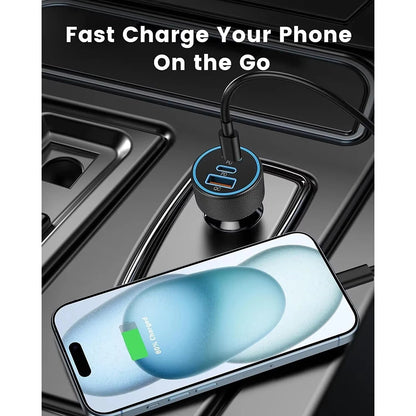 3-Port USB C Car Charger Adapter 67W Car Charger Dual USB-C & USB-A Car Power Adapter PD/QC Fast Charging for iOS and Android Devices