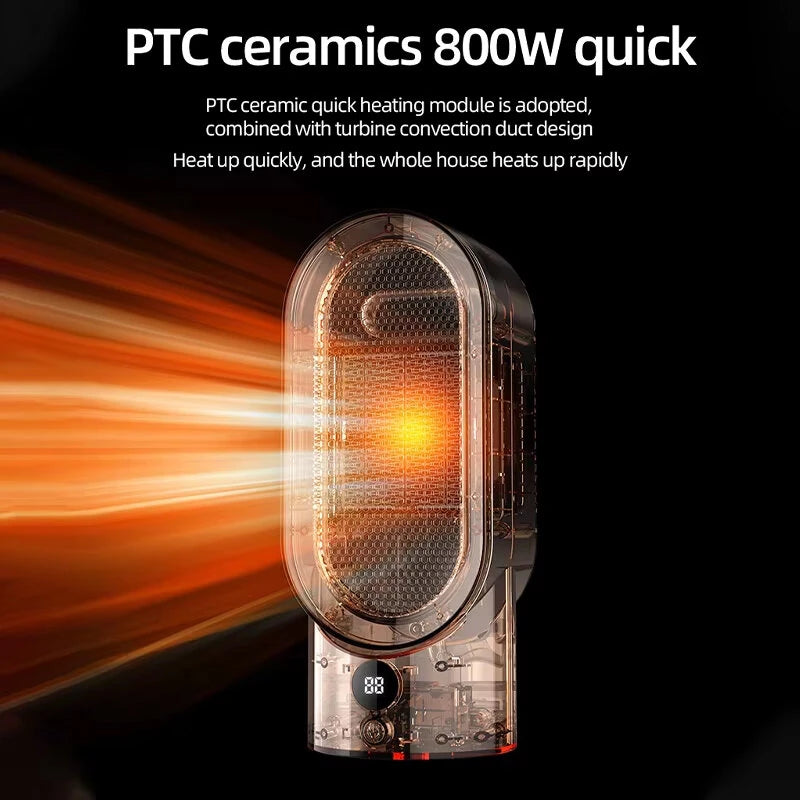 800W Winter Desktop Heater Quick Heating Electric Portable Fan Heater Warm Air Blower Mini Radiator Warmer Machine for Home and Office