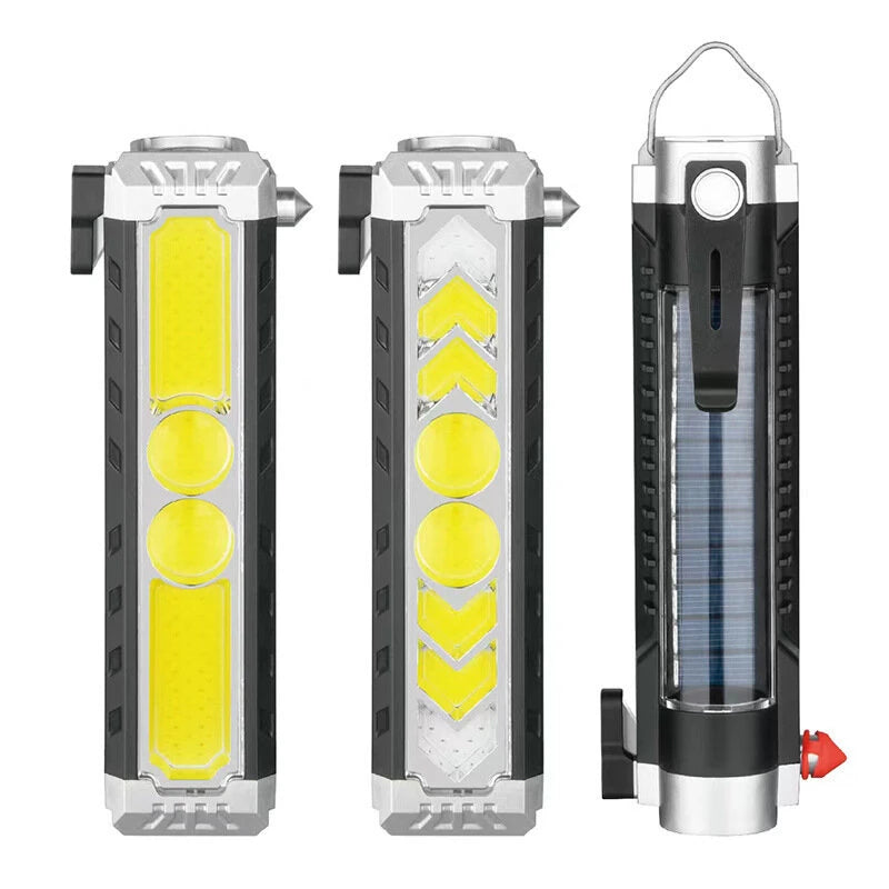 Portable COB Solar Work Light Rechargeable LED Flashlight Super Bright Camping Waterproof Car Repair Lamp With Hook Magnetic